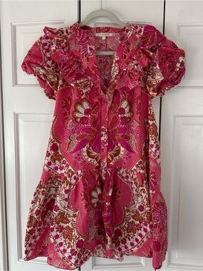 Women’s Pink Floral Mini Dress with Ruffle Detail